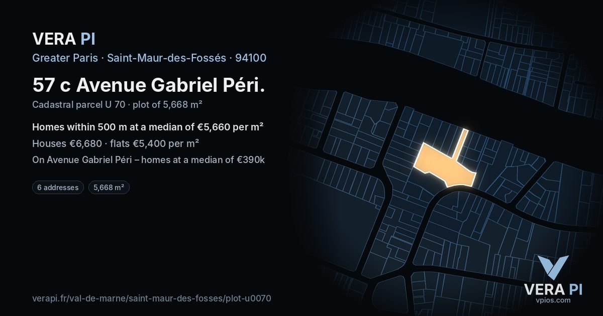 57 c Avenue Gabriel Péri, Saint-Maur-des-Fossés at night – the plot lit, the parcels around coloured by the prices near them