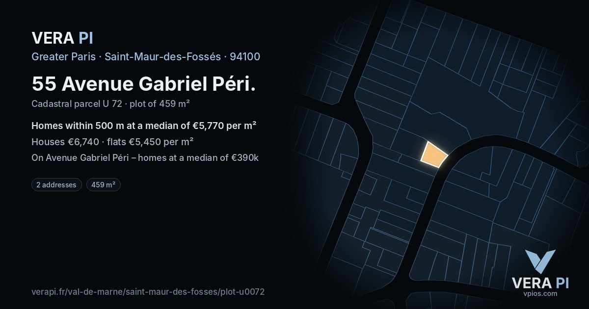 55 Avenue Gabriel Péri, Saint-Maur-des-Fossés at night – the plot lit, the parcels around coloured by the prices near them