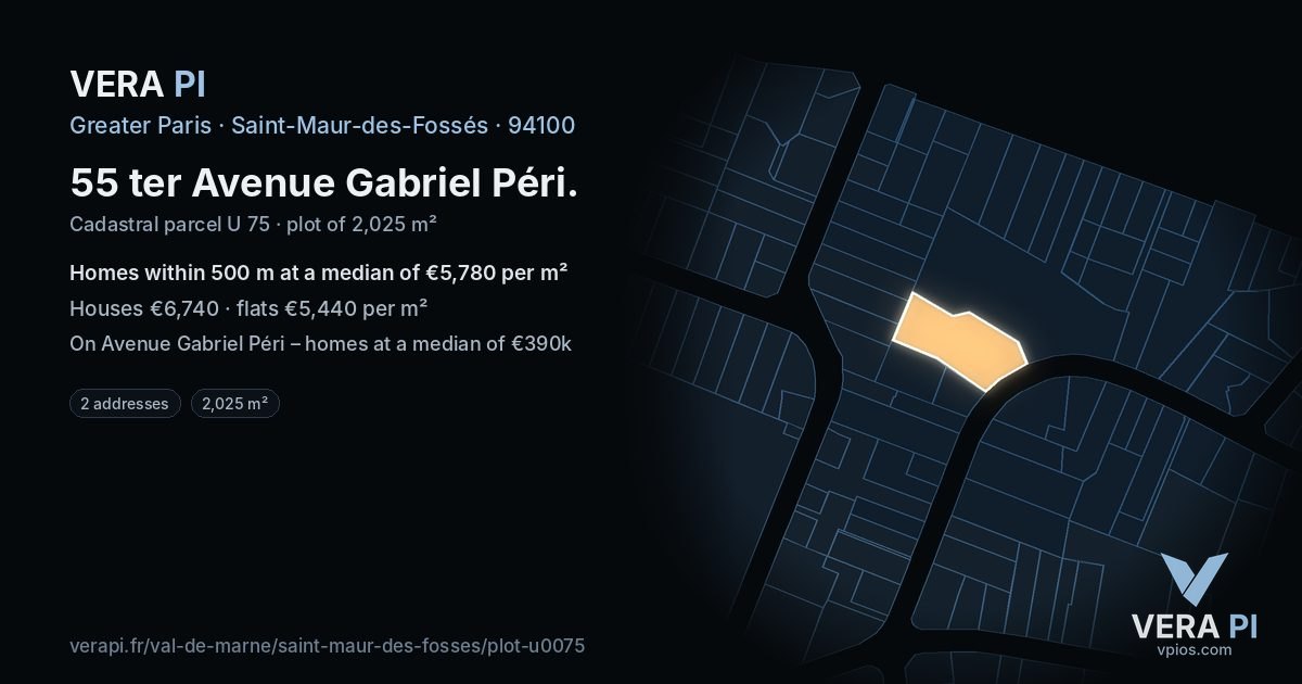 55 ter Avenue Gabriel Péri, Saint-Maur-des-Fossés at night – the plot lit, the parcels around coloured by the prices near them