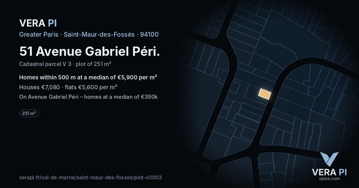 51 Avenue Gabriel Péri, Saint-Maur-des-Fossés at night – the plot lit, the parcels around coloured by the prices near them