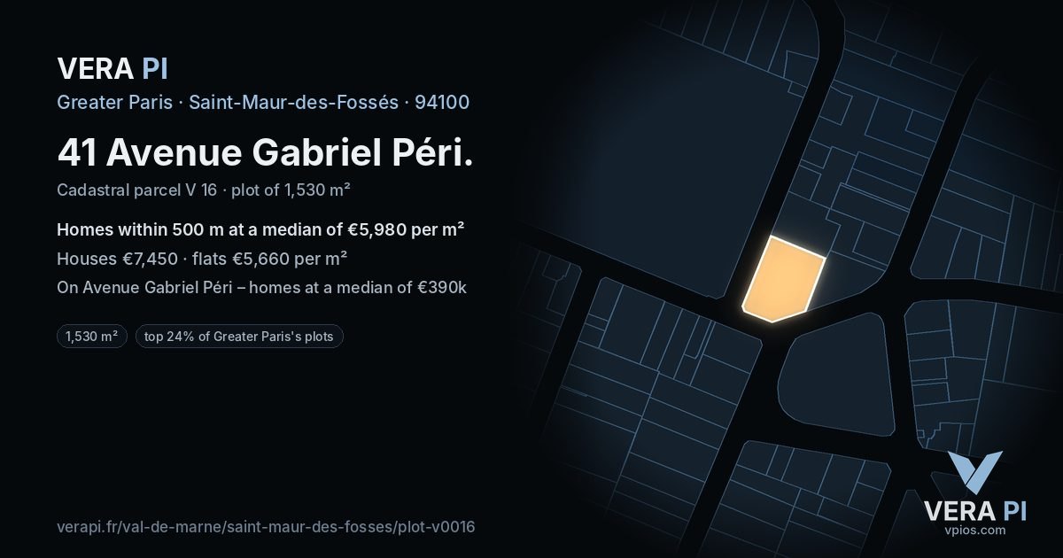 41 Avenue Gabriel Péri, Saint-Maur-des-Fossés at night – the plot lit, the parcels around coloured by the prices near them