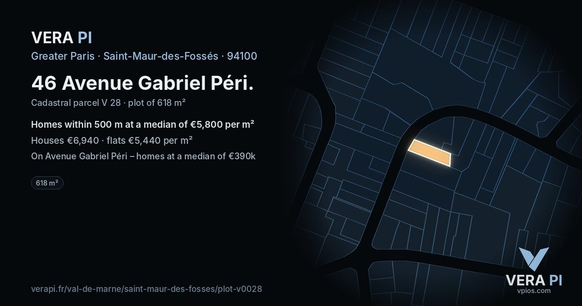46 Avenue Gabriel Péri, Saint-Maur-des-Fossés at night – the plot lit, the parcels around coloured by the prices near them