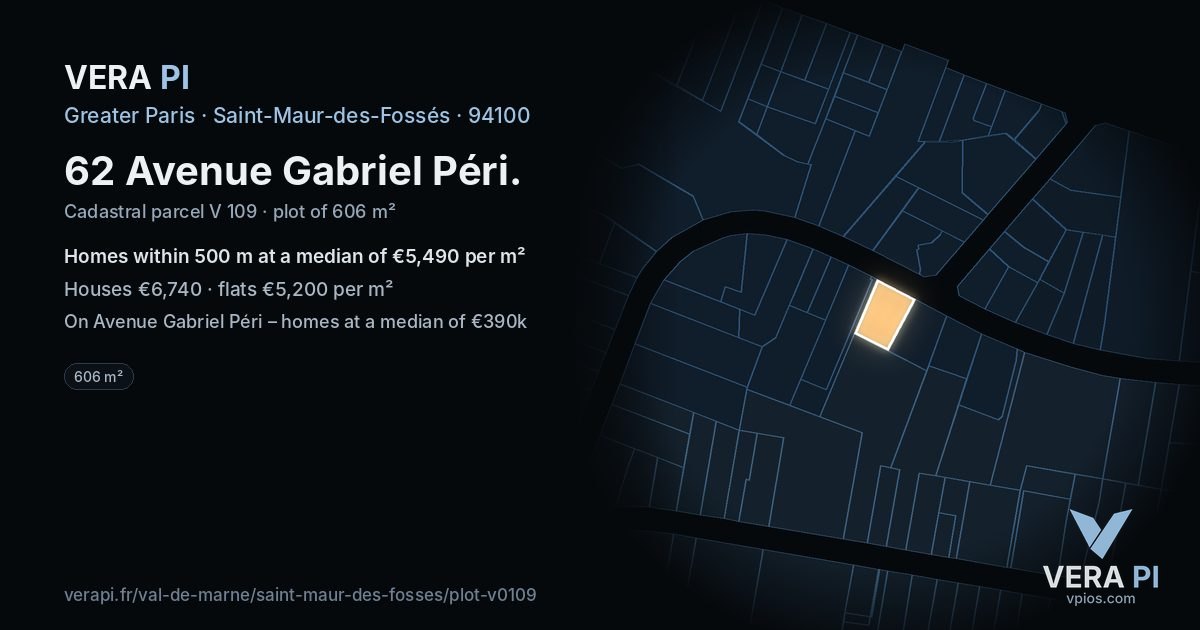 62 Avenue Gabriel Péri, Saint-Maur-des-Fossés at night – the plot lit, the parcels around coloured by the prices near them
