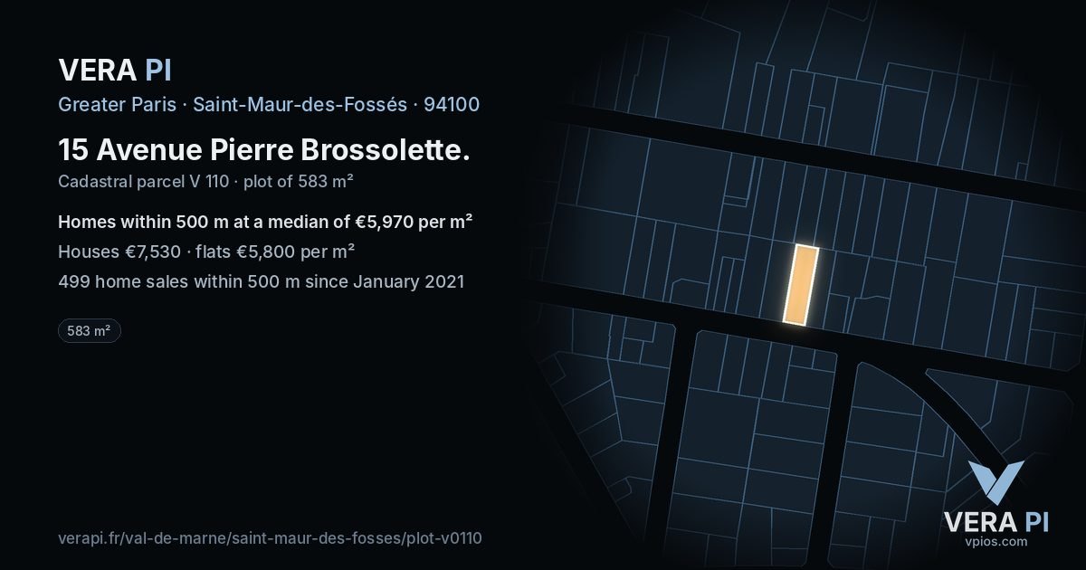 15 Avenue Pierre Brossolette, Saint-Maur-des-Fossés at night – the plot lit, the parcels around coloured by the prices near them