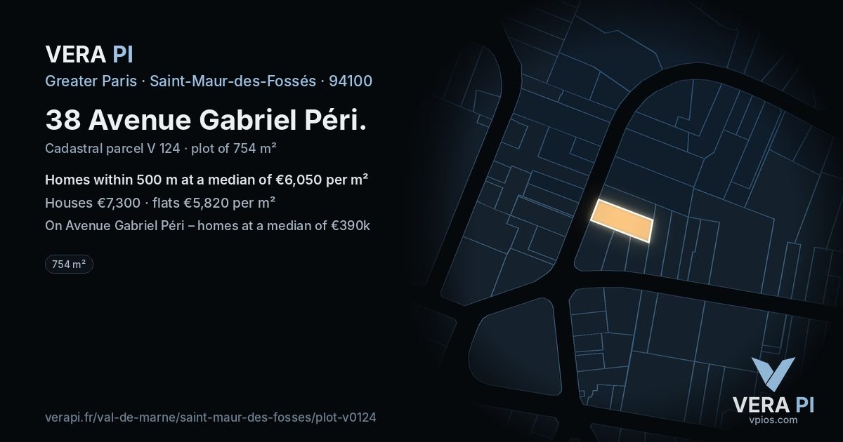 38 Avenue Gabriel Péri, Saint-Maur-des-Fossés at night – the plot lit, the parcels around coloured by the prices near them