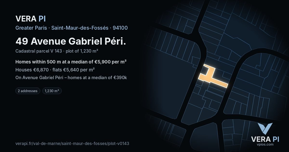 49 Avenue Gabriel Péri, Saint-Maur-des-Fossés at night – the plot lit, the parcels around coloured by the prices near them