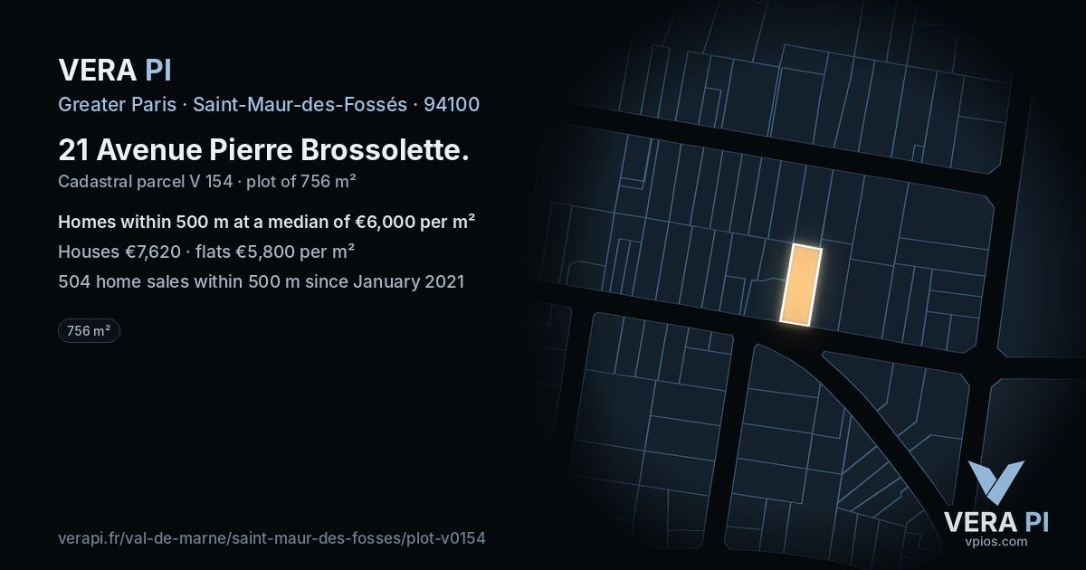 21 Avenue Pierre Brossolette, Saint-Maur-des-Fossés at night – the plot lit, the parcels around coloured by the prices near them