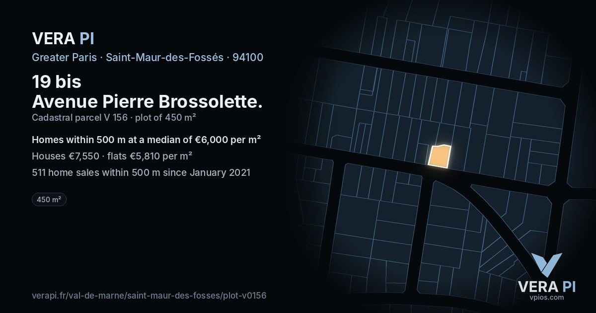 19 bis Avenue Pierre Brossolette, Saint-Maur-des-Fossés at night – the plot lit, the parcels around coloured by the prices near them