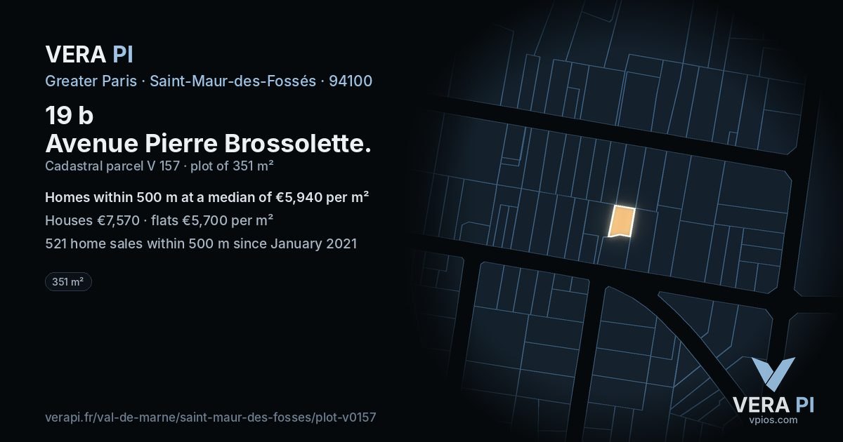 19 b Avenue Pierre Brossolette, Saint-Maur-des-Fossés at night – the plot lit, the parcels around coloured by the prices near them