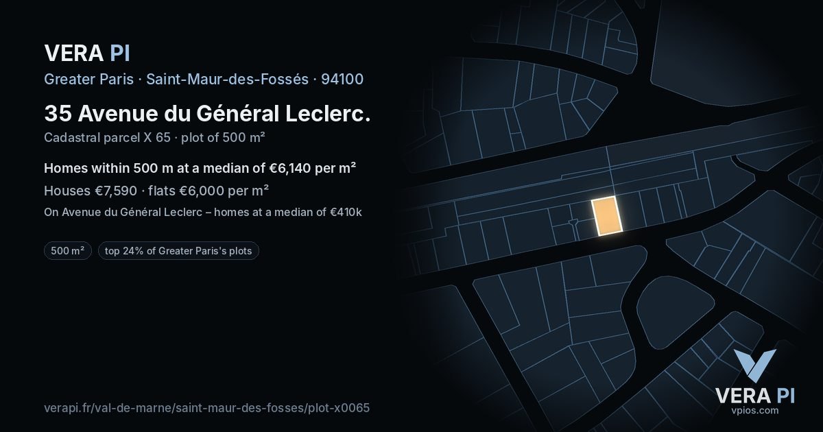 35 Avenue du Général Leclerc, Saint-Maur-des-Fossés at night – the plot lit, the parcels around coloured by the prices near them