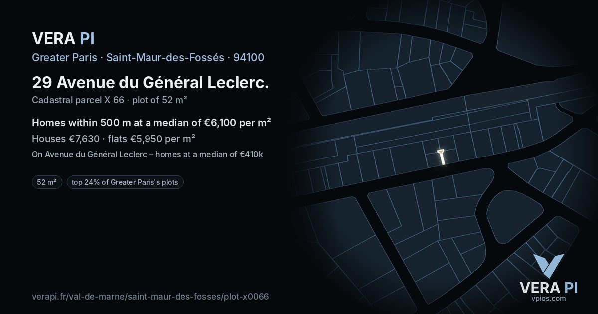 29 Avenue du Général Leclerc, Saint-Maur-des-Fossés at night – the plot lit, the parcels around coloured by the prices near them