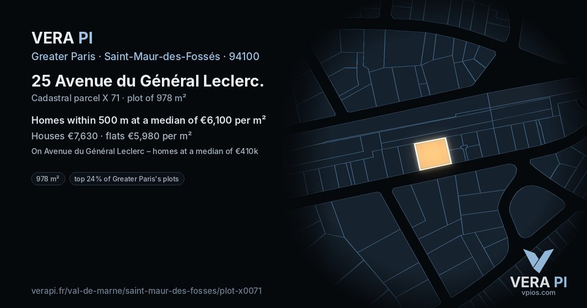 25 Avenue du Général Leclerc, Saint-Maur-des-Fossés at night – the plot lit, the parcels around coloured by the prices near them