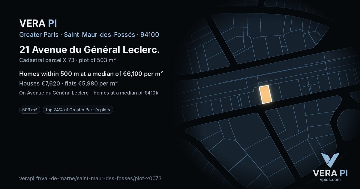 21 Avenue du Général Leclerc, Saint-Maur-des-Fossés at night – the plot lit, the parcels around coloured by the prices near them