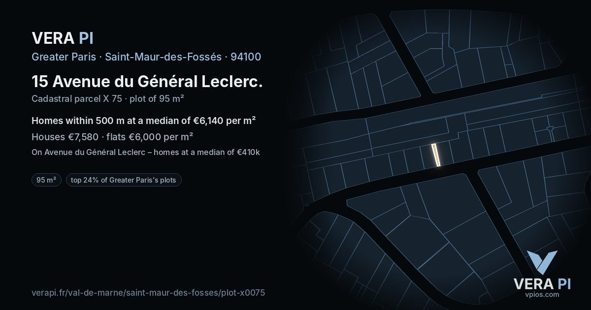 15 Avenue du Général Leclerc, Saint-Maur-des-Fossés at night – the plot lit, the parcels around coloured by the prices near them