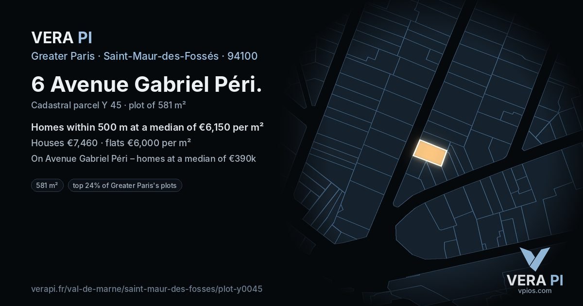 6 Avenue Gabriel Péri, Saint-Maur-des-Fossés at night – the plot lit, the parcels around coloured by the prices near them