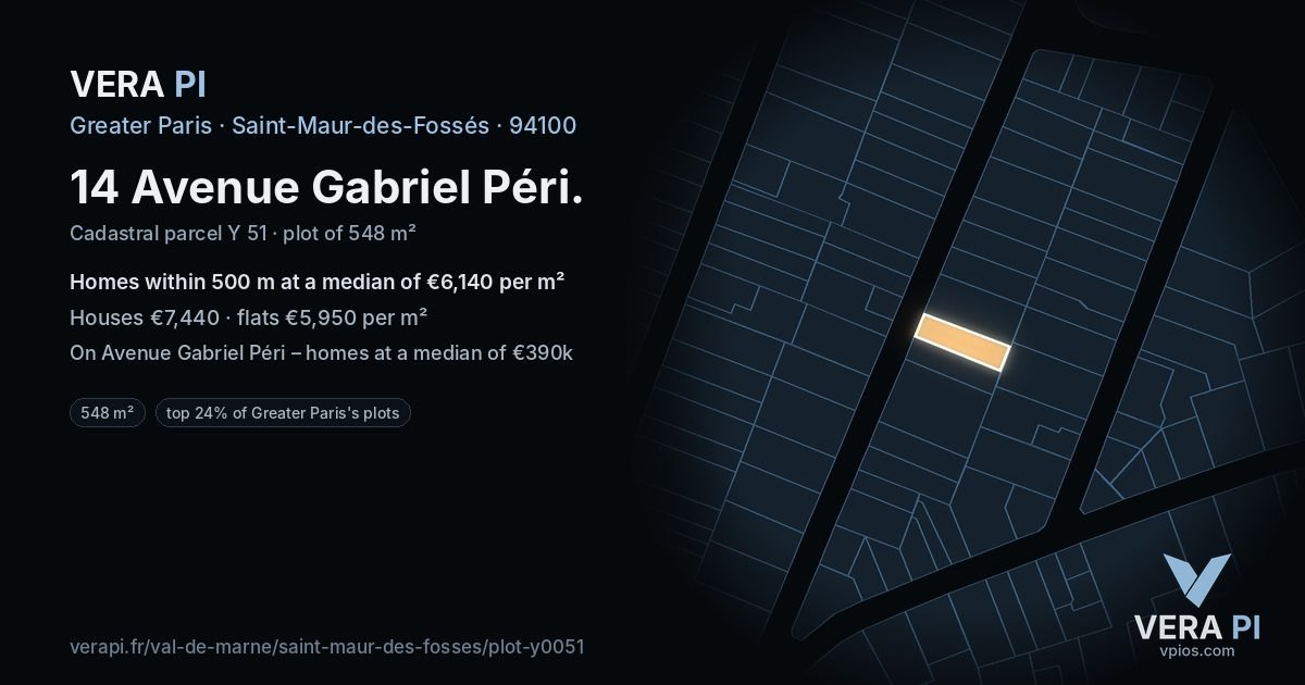 14 Avenue Gabriel Péri, Saint-Maur-des-Fossés at night – the plot lit, the parcels around coloured by the prices near them