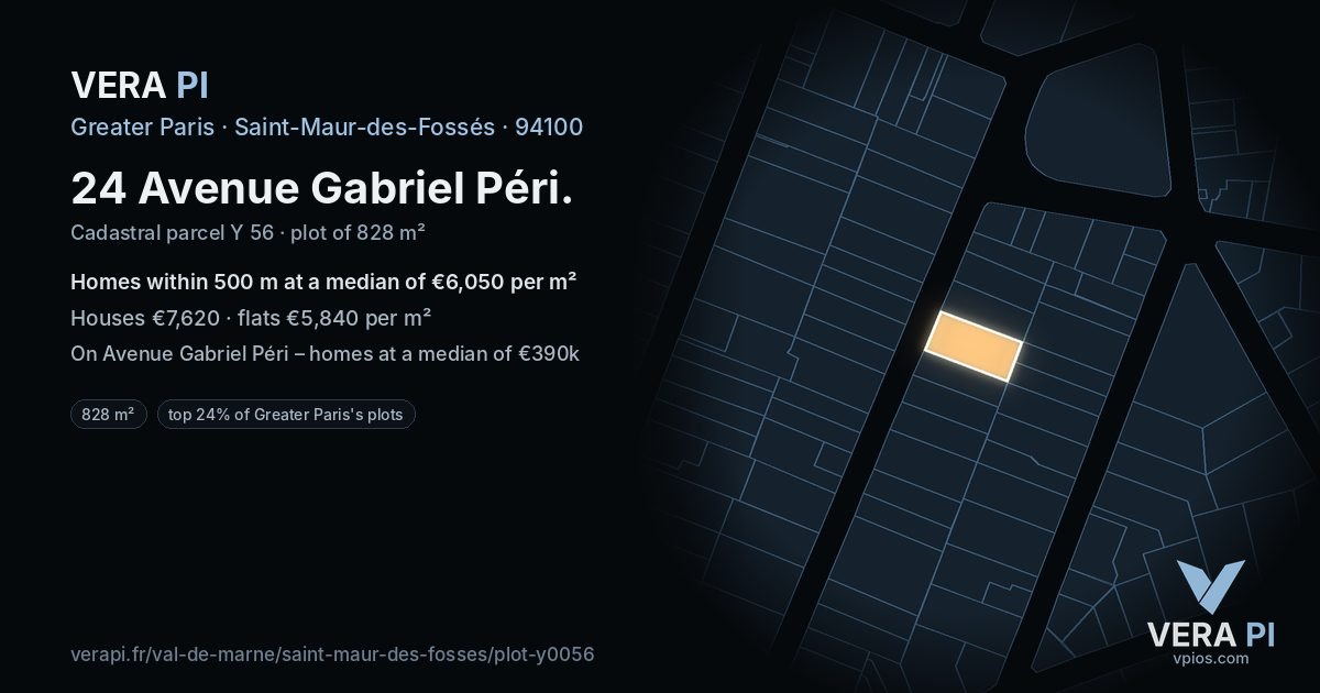 24 Avenue Gabriel Péri, Saint-Maur-des-Fossés at night – the plot lit, the parcels around coloured by the prices near them