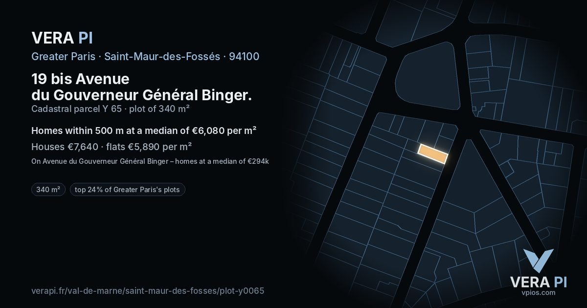 19 bis Avenue du Gouverneur Général Binger, Saint-Maur-des-Fossés at night – the plot lit, the parcels around coloured by the prices near them