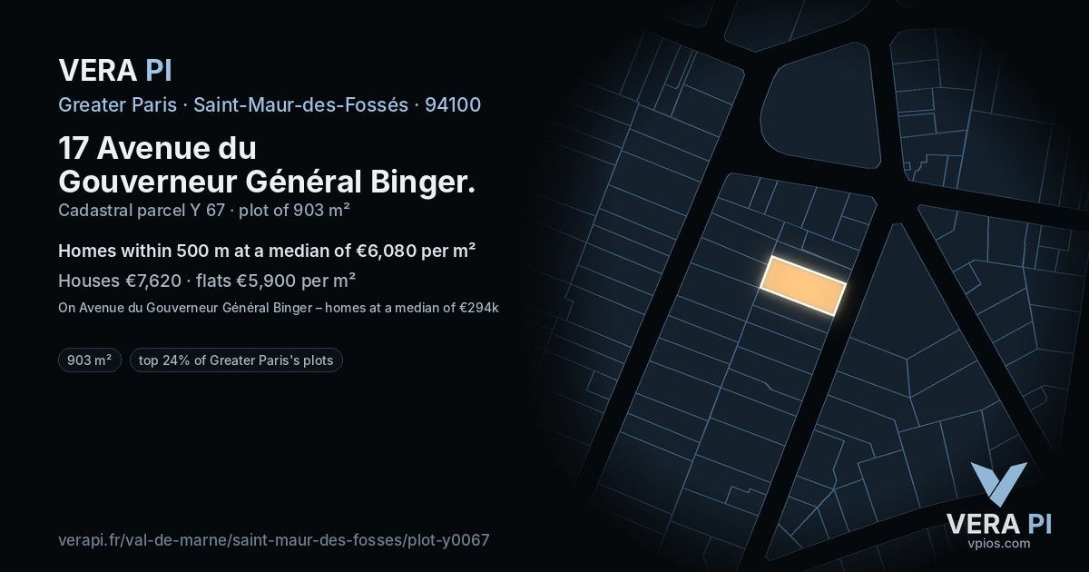 17 Avenue du Gouverneur Général Binger, Saint-Maur-des-Fossés at night – the plot lit, the parcels around coloured by the prices near them
