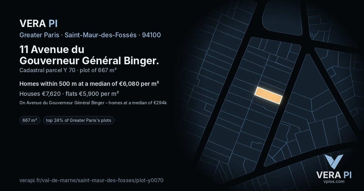 11 Avenue du Gouverneur Général Binger, Saint-Maur-des-Fossés at night – the plot lit, the parcels around coloured by the prices near them