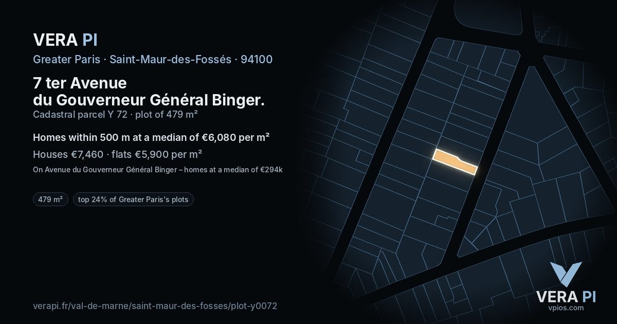 7 ter Avenue du Gouverneur Général Binger, Saint-Maur-des-Fossés at night – the plot lit, the parcels around coloured by the prices near them