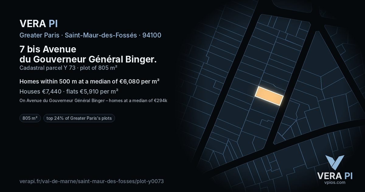 7 bis Avenue du Gouverneur Général Binger, Saint-Maur-des-Fossés at night – the plot lit, the parcels around coloured by the prices near them