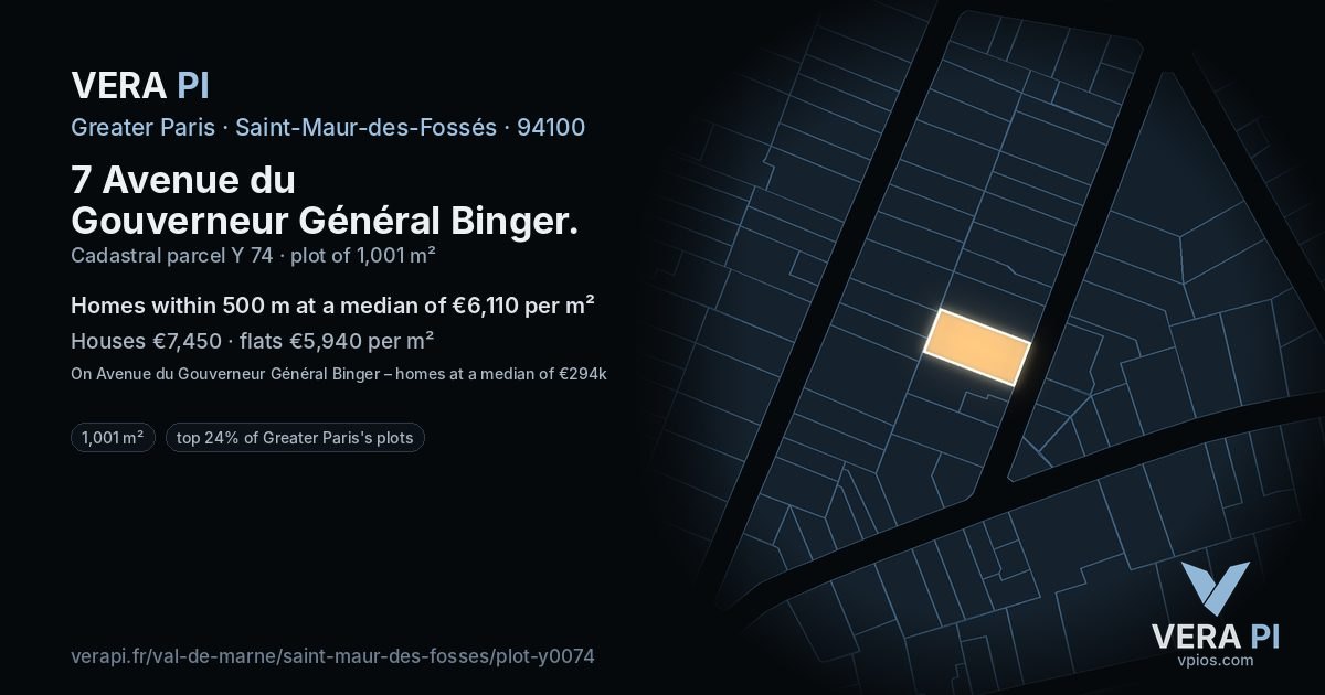 7 Avenue du Gouverneur Général Binger, Saint-Maur-des-Fossés at night – the plot lit, the parcels around coloured by the prices near them