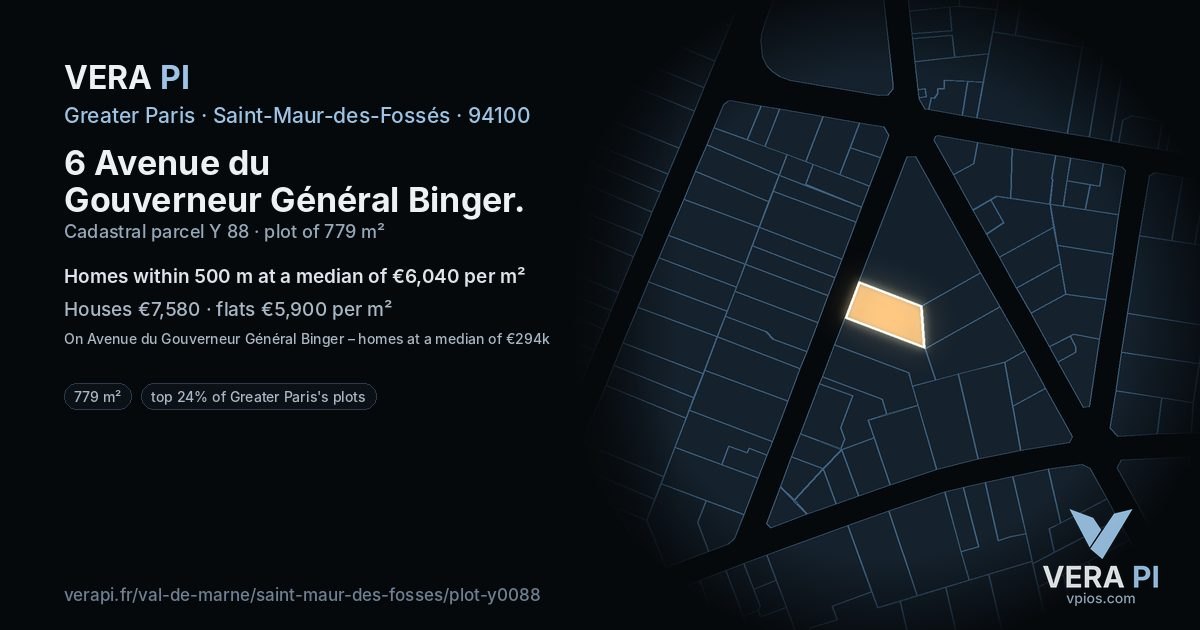 6 Avenue du Gouverneur Général Binger, Saint-Maur-des-Fossés at night – the plot lit, the parcels around coloured by the prices near them