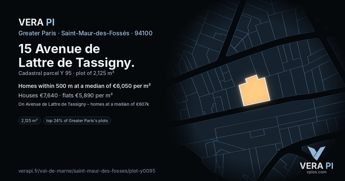 15 Avenue de Lattre de Tassigny, Saint-Maur-des-Fossés at night – the plot lit, the parcels around coloured by the prices near them