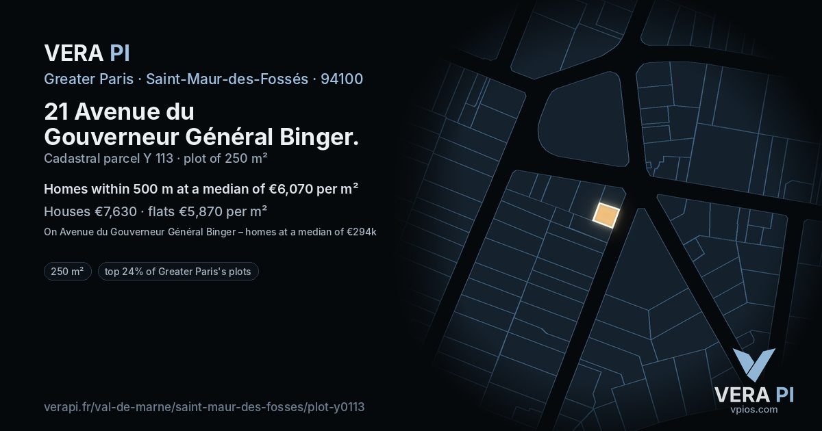 21 Avenue du Gouverneur Général Binger, Saint-Maur-des-Fossés at night – the plot lit, the parcels around coloured by the prices near them