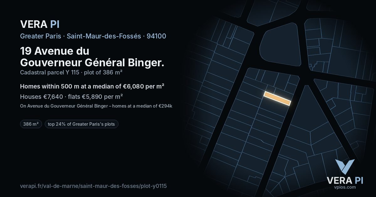 19 Avenue du Gouverneur Général Binger, Saint-Maur-des-Fossés at night – the plot lit, the parcels around coloured by the prices near them