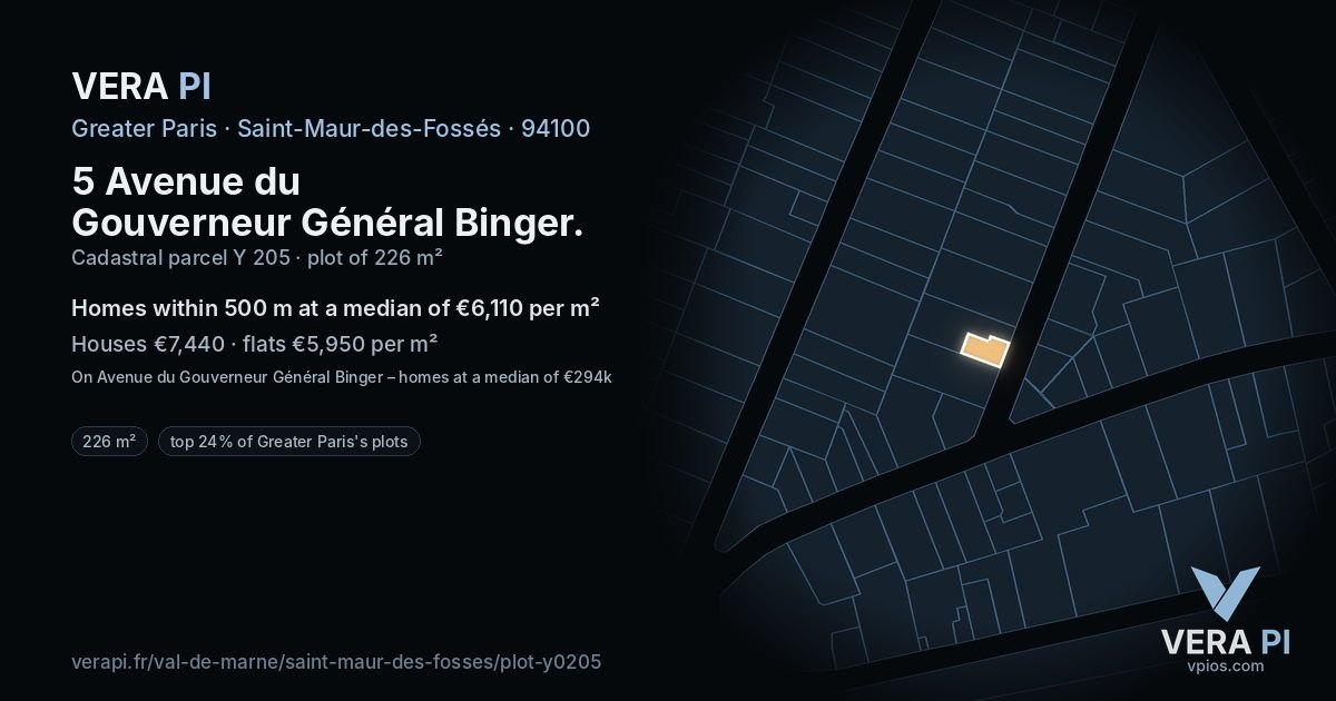 5 Avenue du Gouverneur Général Binger, Saint-Maur-des-Fossés at night – the plot lit, the parcels around coloured by the prices near them
