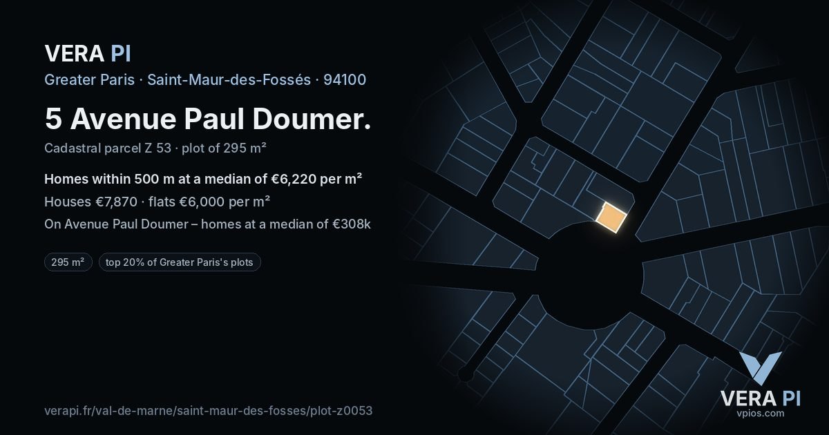 5 Avenue Paul Doumer, Saint-Maur-des-Fossés at night – the plot lit, the parcels around coloured by the prices near them
