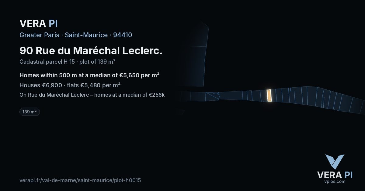90 Rue du Maréchal Leclerc, Saint-Maurice at night – the plot lit, the parcels around coloured by the prices near them
