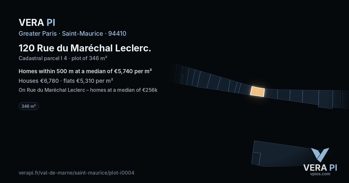 120 Rue du Maréchal Leclerc, Saint-Maurice at night – the plot lit, the parcels around coloured by the prices near them