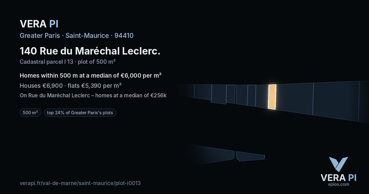 140 Rue du Maréchal Leclerc, Saint-Maurice at night – the plot lit, the parcels around coloured by the prices near them