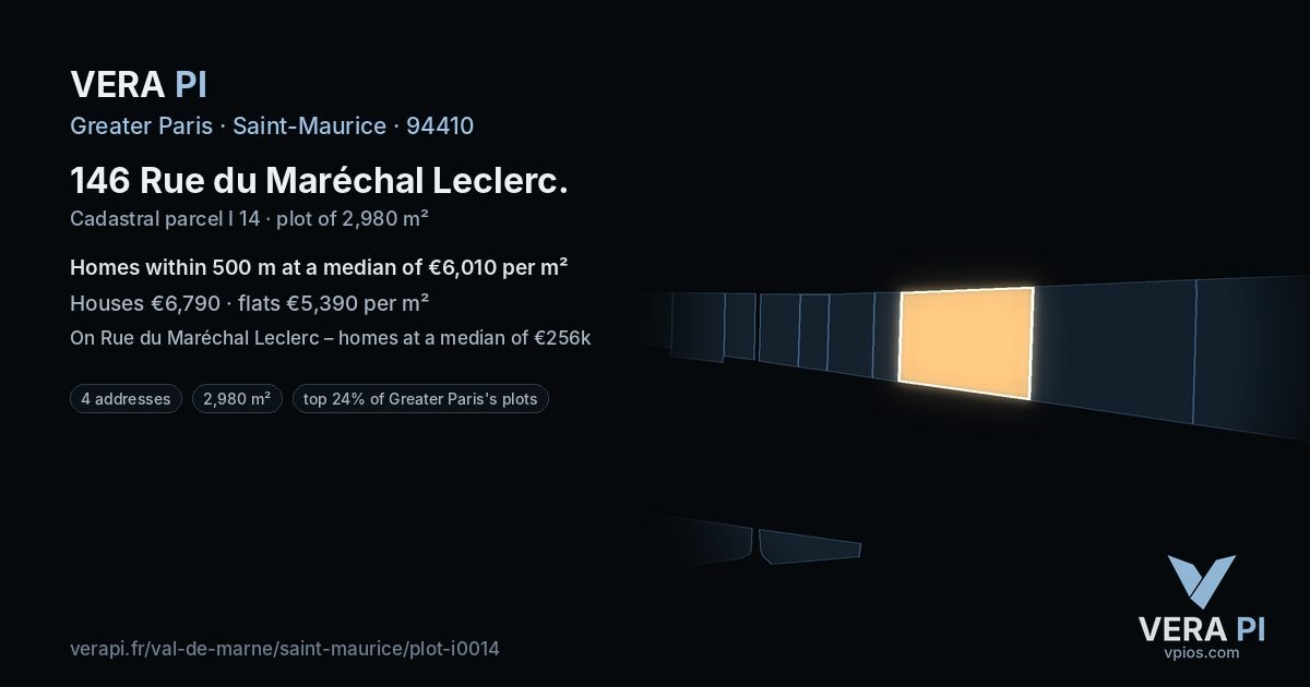 146 Rue du Maréchal Leclerc, Saint-Maurice at night – the plot lit, the parcels around coloured by the prices near them