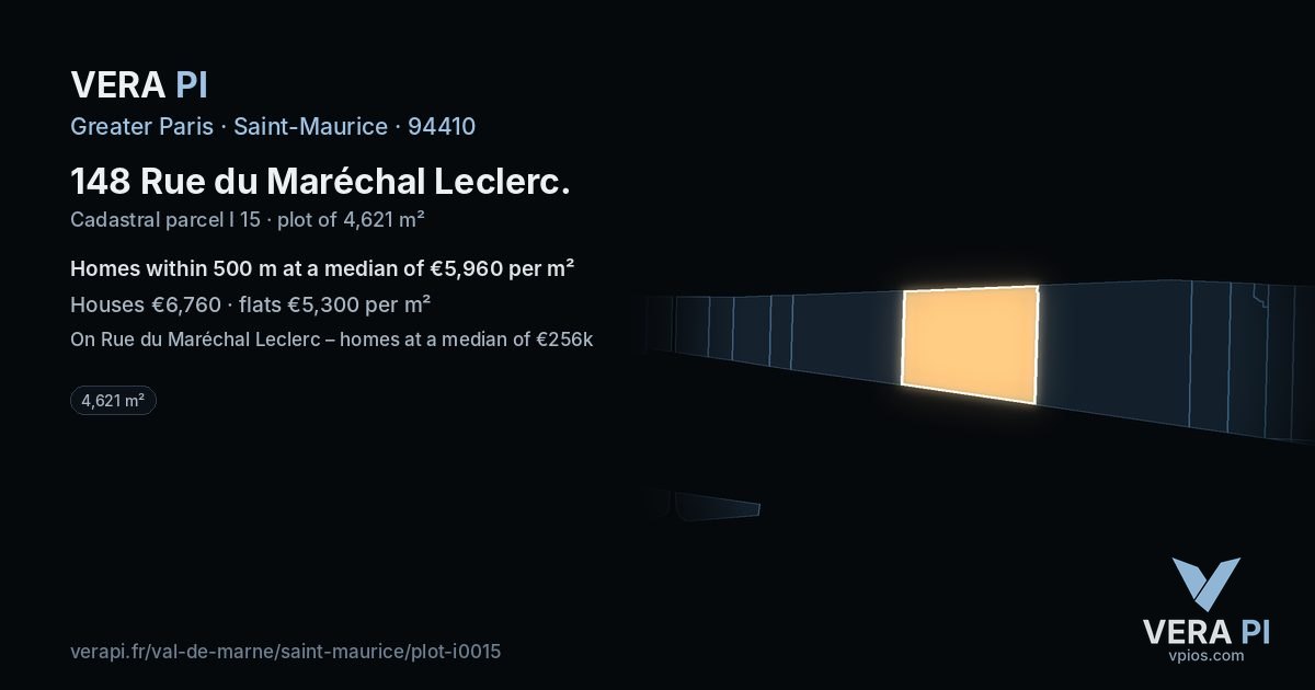 148 Rue du Maréchal Leclerc, Saint-Maurice at night – the plot lit, the parcels around coloured by the prices near them