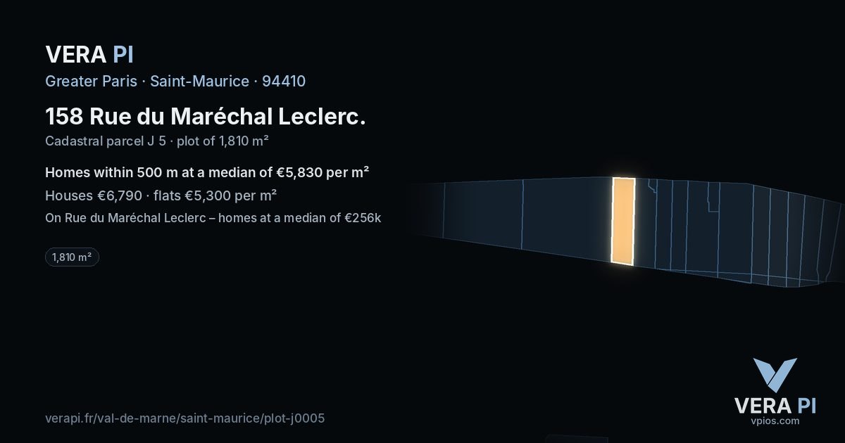 158 Rue du Maréchal Leclerc, Saint-Maurice at night – the plot lit, the parcels around coloured by the prices near them