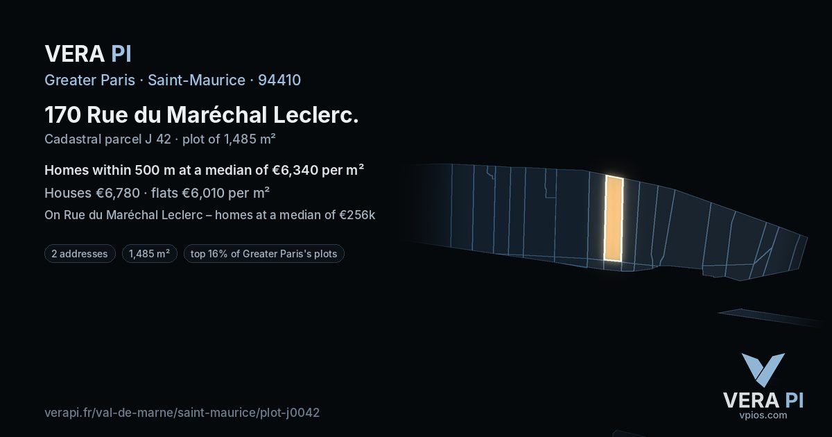 170 Rue du Maréchal Leclerc, Saint-Maurice at night – the plot lit, the parcels around coloured by the prices near them