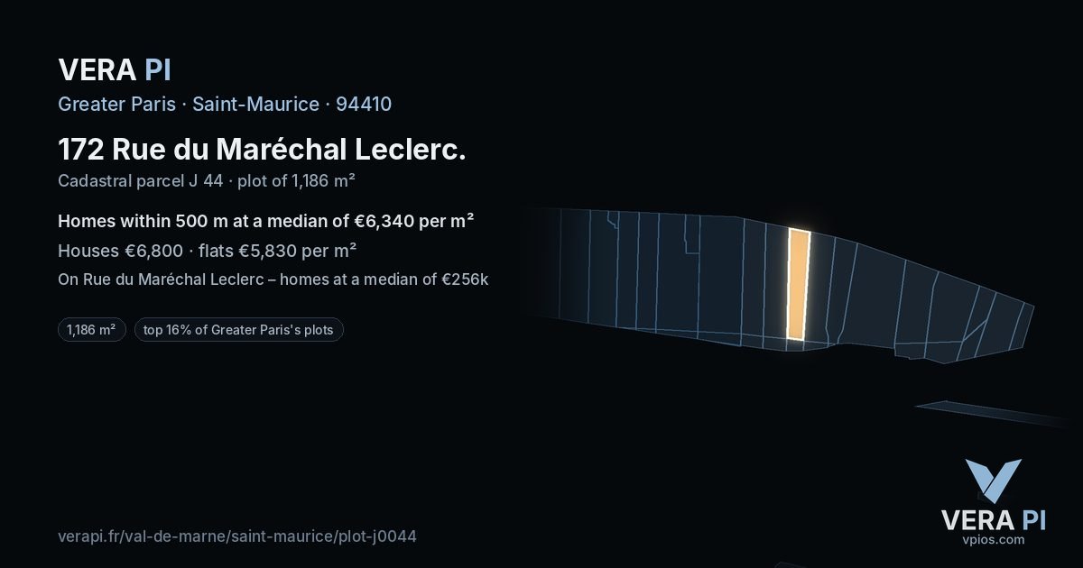 172 Rue du Maréchal Leclerc, Saint-Maurice at night – the plot lit, the parcels around coloured by the prices near them