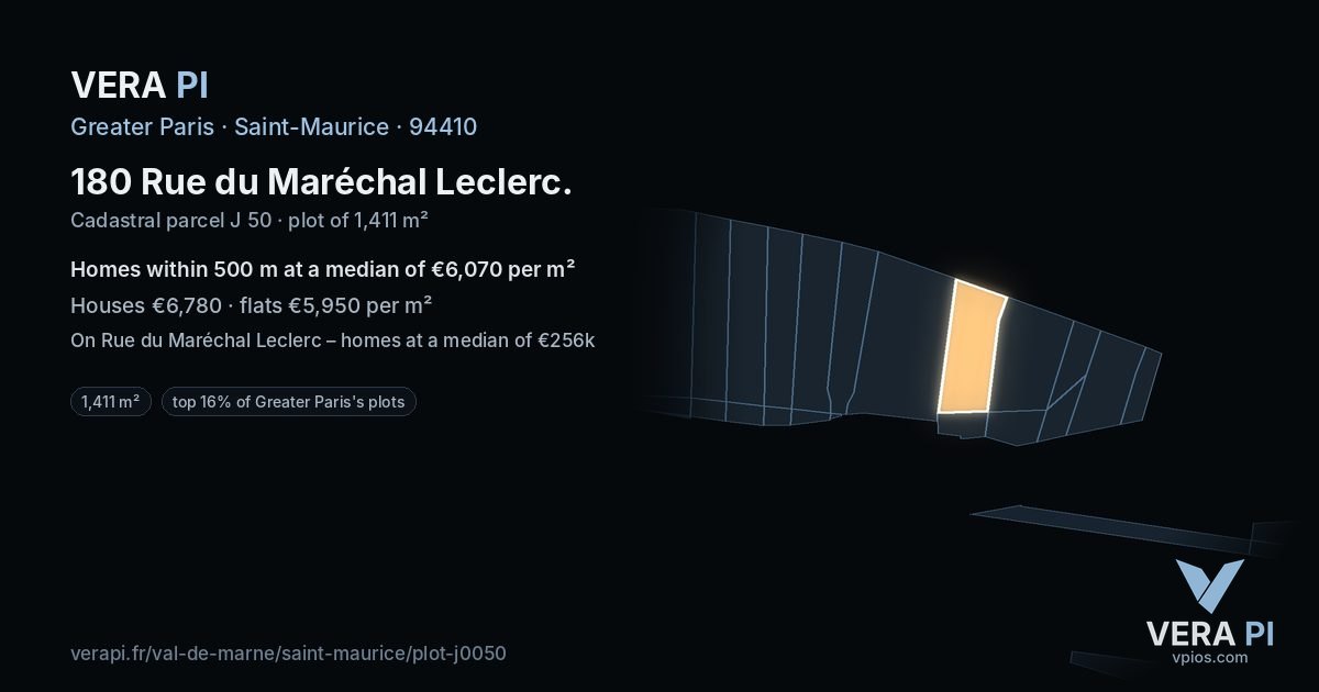 180 Rue du Maréchal Leclerc, Saint-Maurice at night – the plot lit, the parcels around coloured by the prices near them