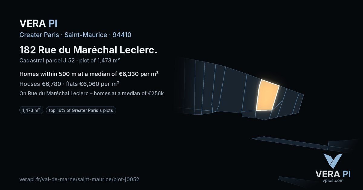 182 Rue du Maréchal Leclerc, Saint-Maurice at night – the plot lit, the parcels around coloured by the prices near them