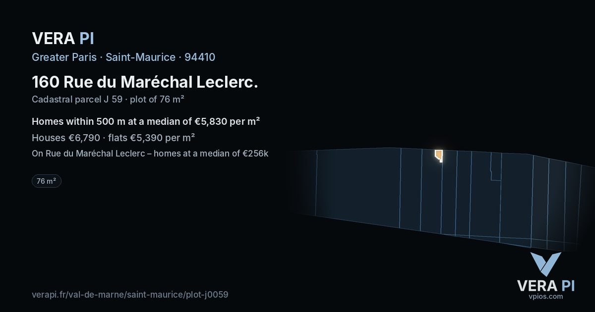 160 Rue du Maréchal Leclerc, Saint-Maurice at night – the plot lit, the parcels around coloured by the prices near them