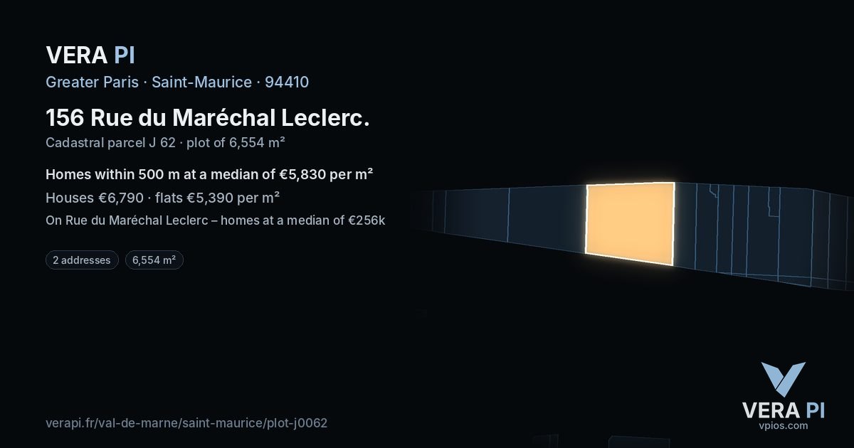 156 Rue du Maréchal Leclerc, Saint-Maurice at night – the plot lit, the parcels around coloured by the prices near them