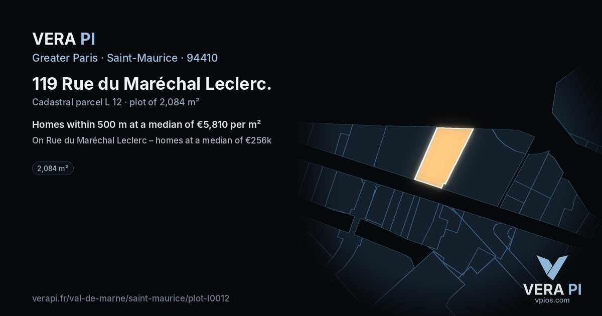 119 Rue du Maréchal Leclerc, Saint-Maurice at night – the plot lit, the parcels around coloured by the prices near them