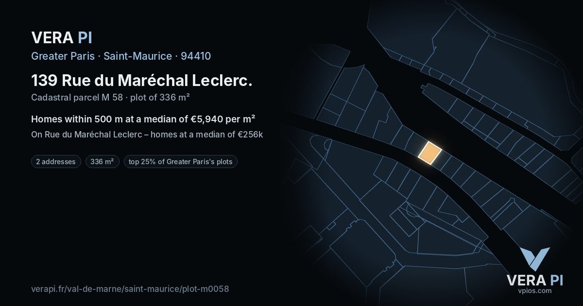 139 Rue du Maréchal Leclerc, Saint-Maurice at night – the plot lit, the parcels around coloured by the prices near them