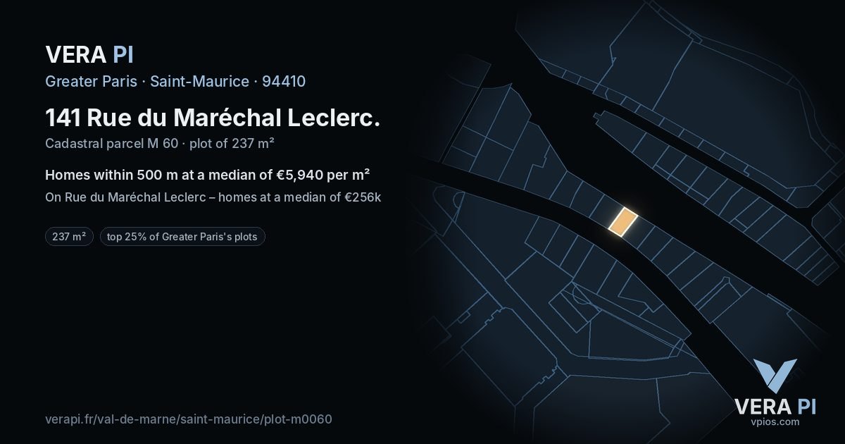 141 Rue du Maréchal Leclerc, Saint-Maurice at night – the plot lit, the parcels around coloured by the prices near them