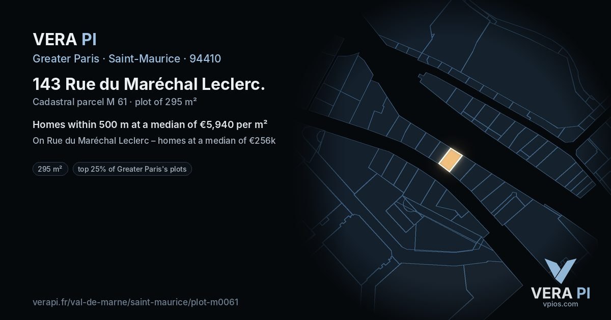 143 Rue du Maréchal Leclerc, Saint-Maurice at night – the plot lit, the parcels around coloured by the prices near them