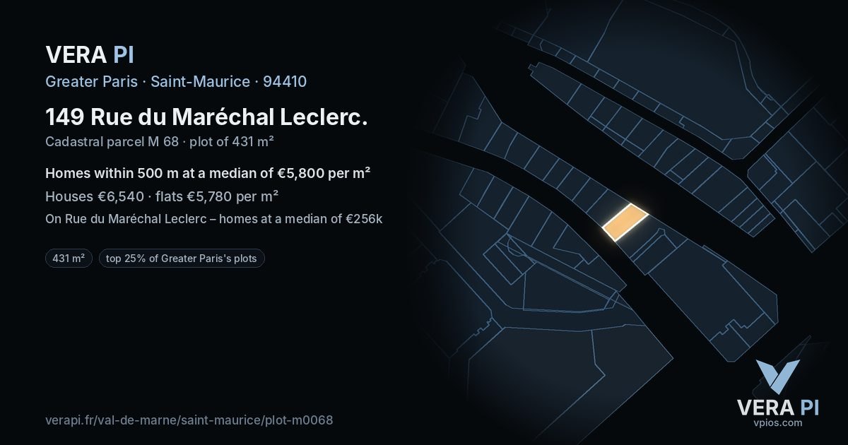 149 Rue du Maréchal Leclerc, Saint-Maurice at night – the plot lit, the parcels around coloured by the prices near them